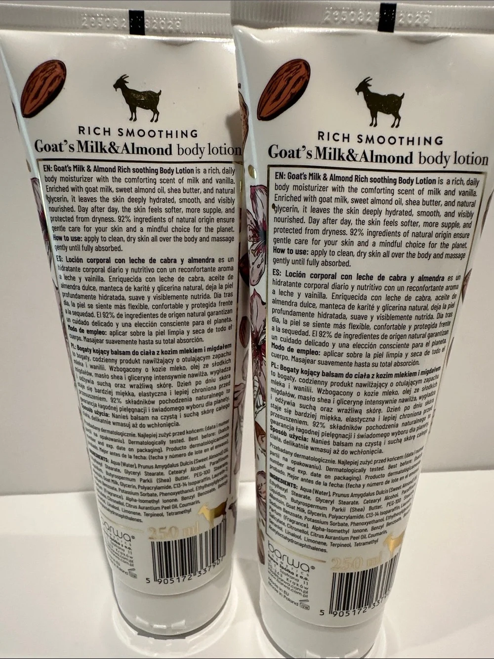 BARWA GOAT’s Milk & Almond Rich and soothing Body Lotion (2) Set.